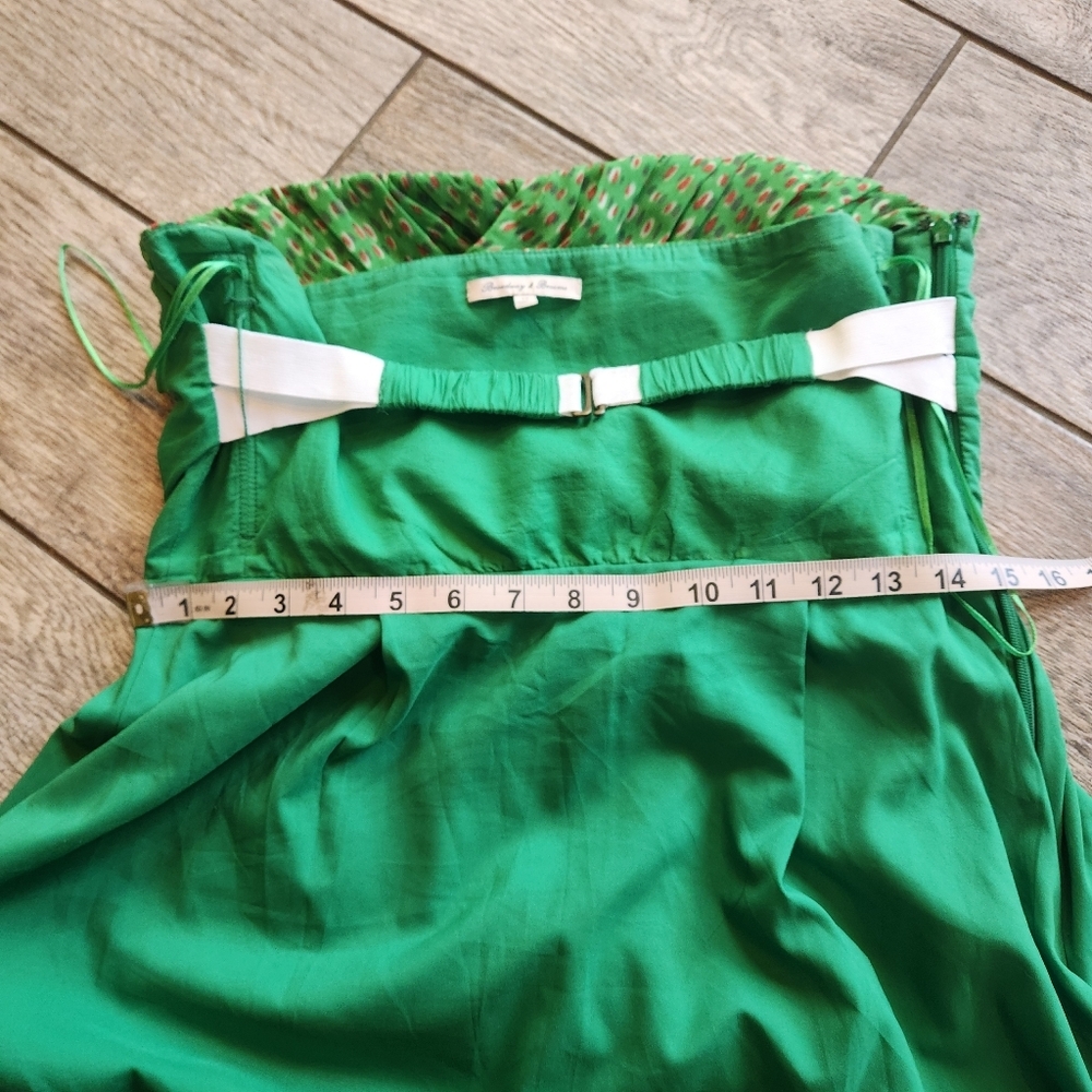 Broadway & Broome Green Geometric Print Strapless Mini Dress - Size 12 - Picture 5 of 9